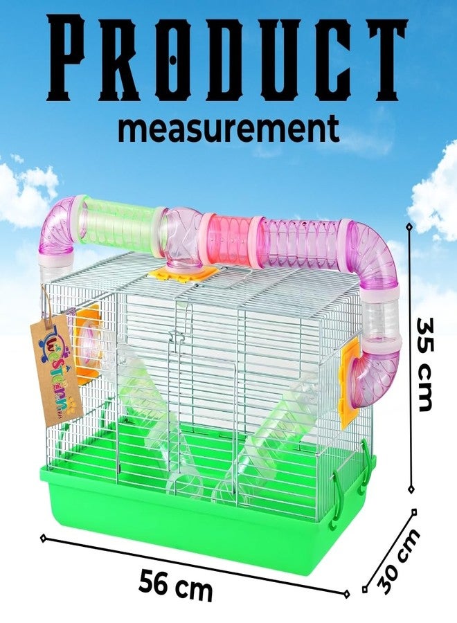 Western Era Hamster Cage Tunnel 1 Floor- Wired Top for Easy Viewing, Built-in Handle for Portability, Fully Ventilated for Pet, Safe & Secure Transport of Gerbils, Small Pets, Food Tray & Water Bottle - Image 4